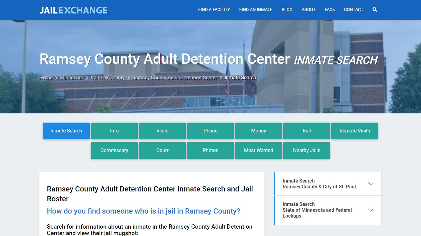 Ramsey County Adult Detention Center Inmate Search - Jail Exchange