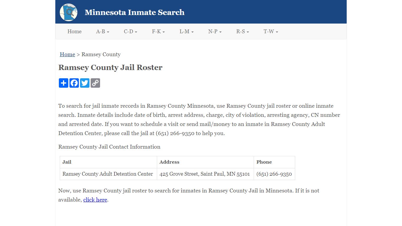 Ramsey County Jail Roster - Minnesota Inmate Search